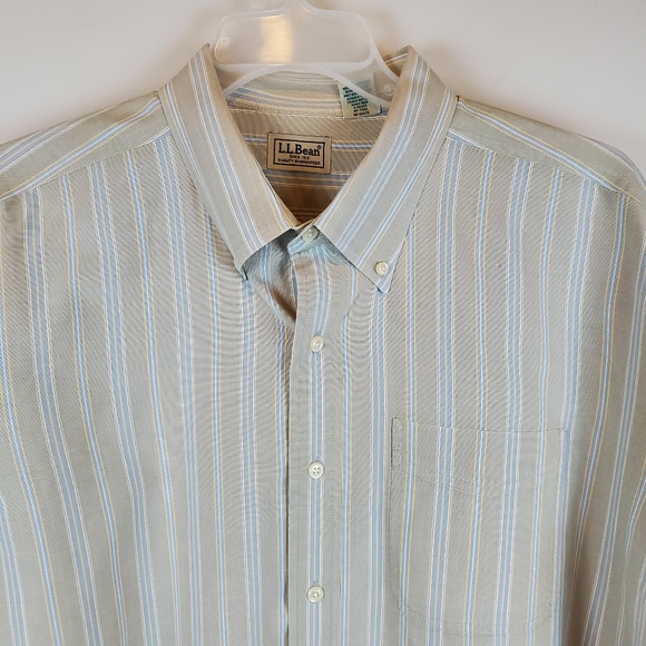 Vintage LL Bean Brown Blue Striped Long Sleeve Button Down Shirt Size XL Mens - Picture 4 of 15